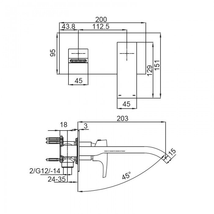 Смеситель для умывальника Koer KB-16007-05 встраиваемый (Цвет черный) (KR3451) Смеситель для умывальника Koer KB-16007-05 встраиваемый (Цвет черный) (KR3451)
