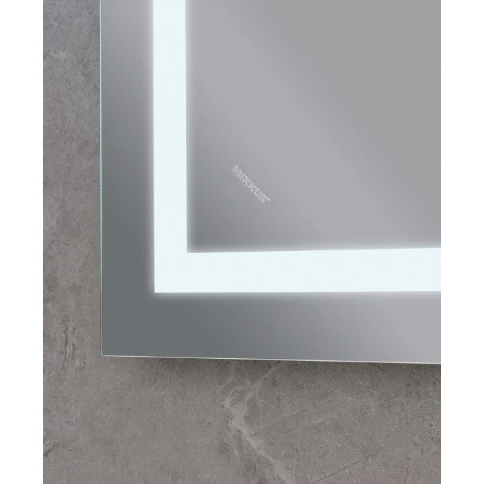 Зеркало Mixxus WARM MR02-70x50 с Led Touch, Anti-fog, димером, регулятором яркости, часами (MI6668)