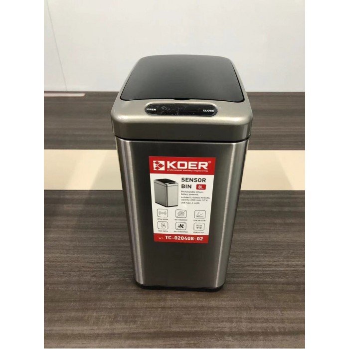 Мусорное ведро сенсорное прямоугольное Koer TC-020408-02 8 л цвет нержавейка (KR5588)