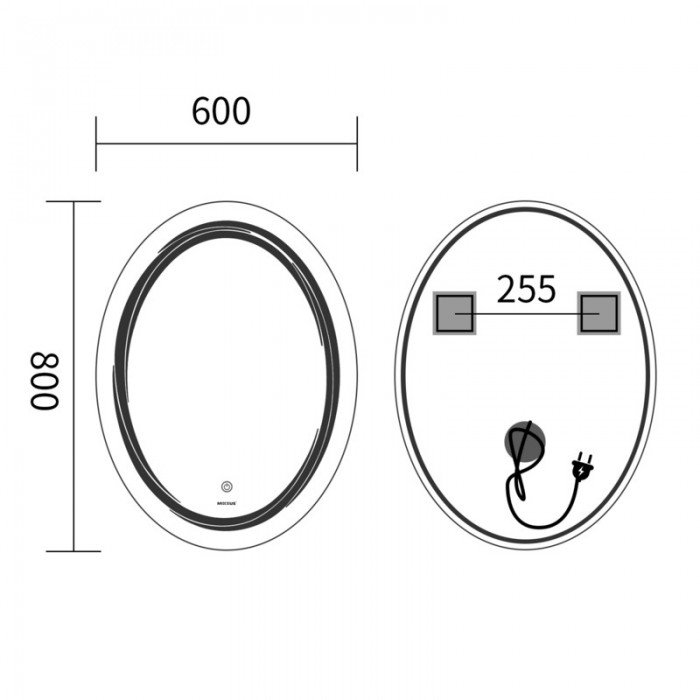 Зеркало Mixxus Premium WAVE MV04-60x80 с Led Touch, Anti-fog, димером (3-6,5kK) (MP6636)