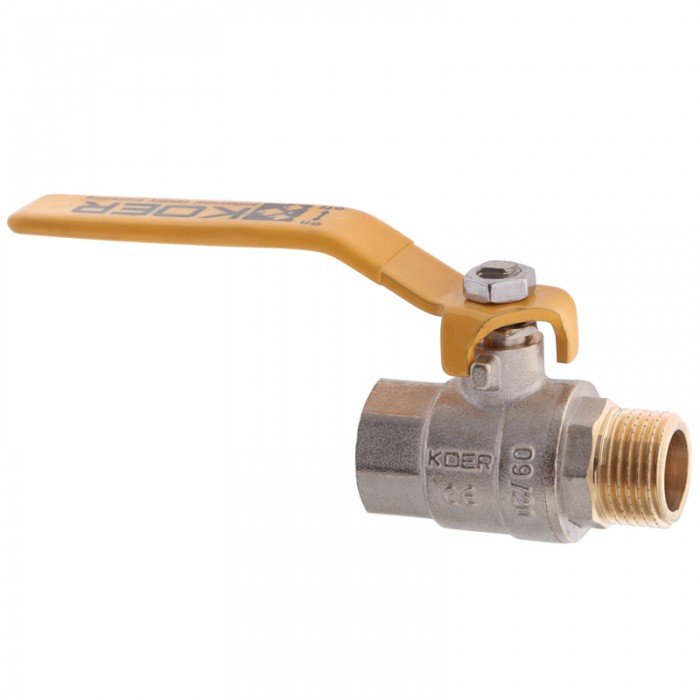 Кран шаровой KOER KR.215.G - 1/2" FM ГШВ YELLOW, ручка "рычаг" желтая (KR0116)