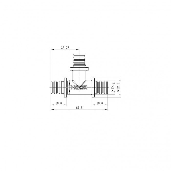 Трійник рівнопрохідний Koer KA.T16 - 16(2.2mm) x 16(2.2mm) x 16(2.2mm) (KR4884) Трійник рівнопрохідний Koer KA.T16 - 16(2.2mm) x 16(2.2mm) x 16(2.2mm) (KR4884)