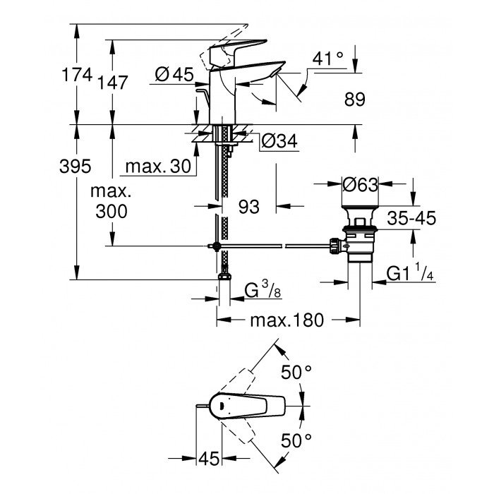Смеситель для раковины S-размера Grohe BauEdge New (23328001) Смеситель для раковины S-размера Grohe BauEdge New (23328001)