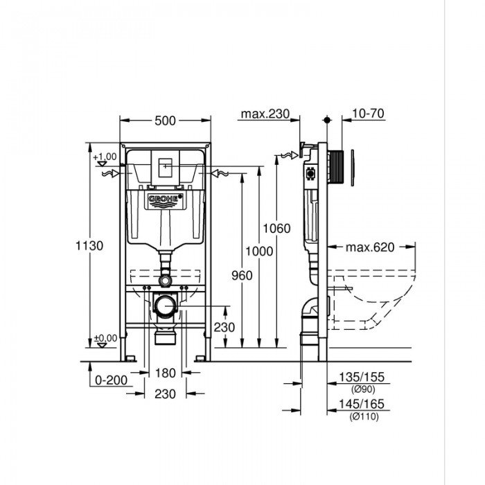 Комплект для унитаза Grohe Rapid SL 3в1, высота установки 1,13 м (39939000) Комплект для унитаза Grohe Rapid SL 3в1, высота установки 1,13 м (39939000)