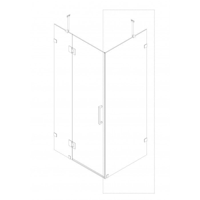 Боковая стенка для кабины Koer SR SW04-90x200-TR-01 прозрачное стекло Easy Clean 10мм, хром (KR5390