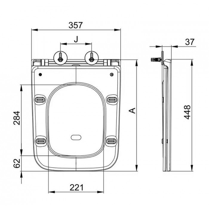 Сидение-крышка для унитаза Mixxus Premium SEAT COVER QUADRO-DIVERSE-2001 с микролифтом 448х357х37mm