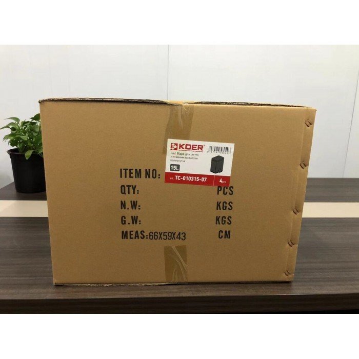 Мусорное ведро с плавным закрытием прямоугольное Koer TC-010315-07 15 л цвет графит (KR5604) Мусорное ведро с плавным закрытием прямоугольное Koer TC-010315-07 15 л цвет графит (KR5604)