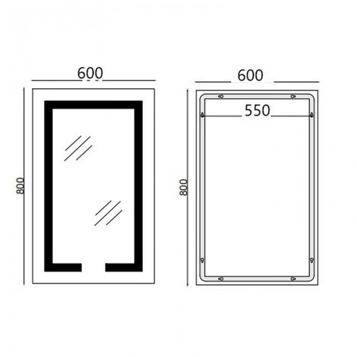 Зеркало Mixxus HARD MR06-60x80-CASE с Led Touch, Anti-fog, димером, регулятором яркости, часами (MI