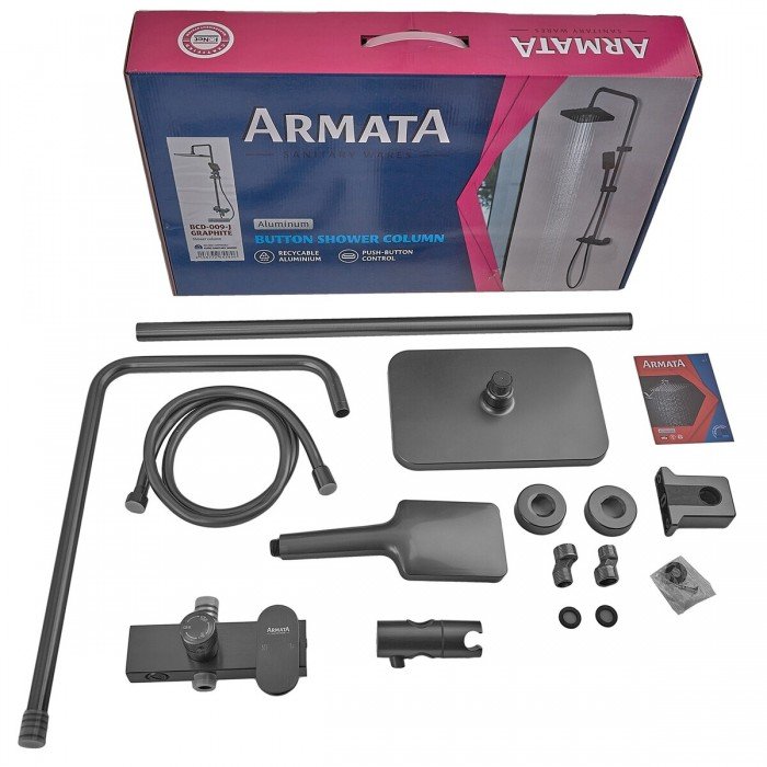 Душова колона зі змішувачем з алюмінію ARMATA BCD-009-J GRAPHITE, 3 режими (CH6558)