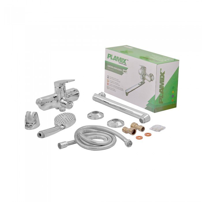 Змішувач для ванни Plamix Lucas-006 EURO SET Chrome (з шлангом, лійкою та кронштейном) (PM0710) Змішувач для ванни Plamix Lucas-006 EURO SET Chrome (з шлангом, лійкою та кронштейном) (PM0710)