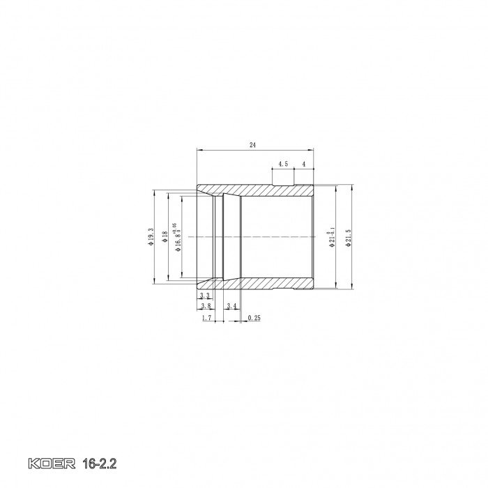Гильза монтажная надвижная Koer KA.S16 - 16-2.2mm (KR4899)