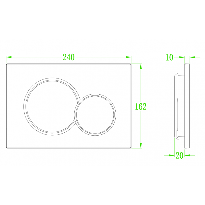 Панель смыва KOER KT-0601-01 пластиковая, кнопка круглая (KR5174)
