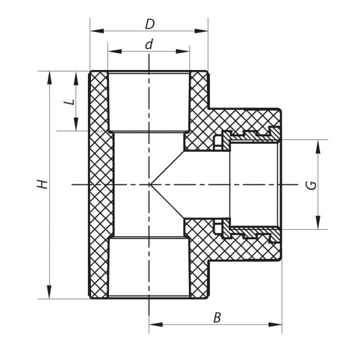 Тройник ВР 32x3/4F PPR Koer K0106.PRO (KP0126) Тройник ВР 32x3/4F PPR Koer K0106.PRO (KP0126)