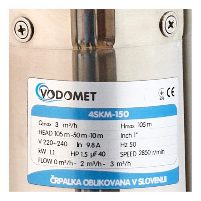 Вихровий насос Vodomet 4SKM-150 Н=105М, Q=3кбМ, P=1100 Вт, встр. конденс. (VO4156)