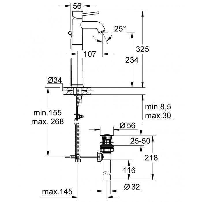 Змішувач на стільницю для раковини XL-розміру Grohe BauClassic (32868000) Змішувач на стільницю для раковини XL-розміру Grohe BauClassic (32868000)