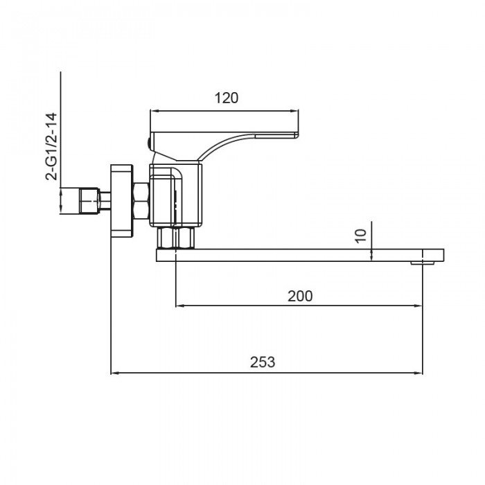 Змішувач для кухні настінний Koer KB-73010-01 (Колір хром) (KR3490)