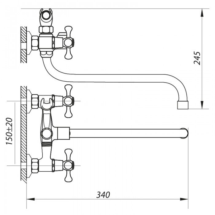 Смеситель для ванны Zerix DMT 827 (ZX0018)