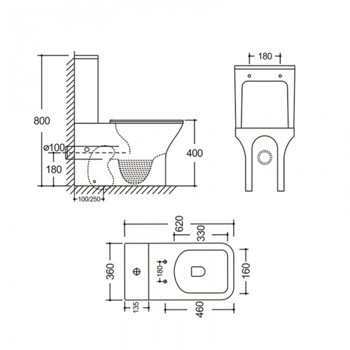 Бачок до унітазу-компакту Mixxus Style-0403-R Tank 620х360х800 зі зливною арматурою (MI8331)