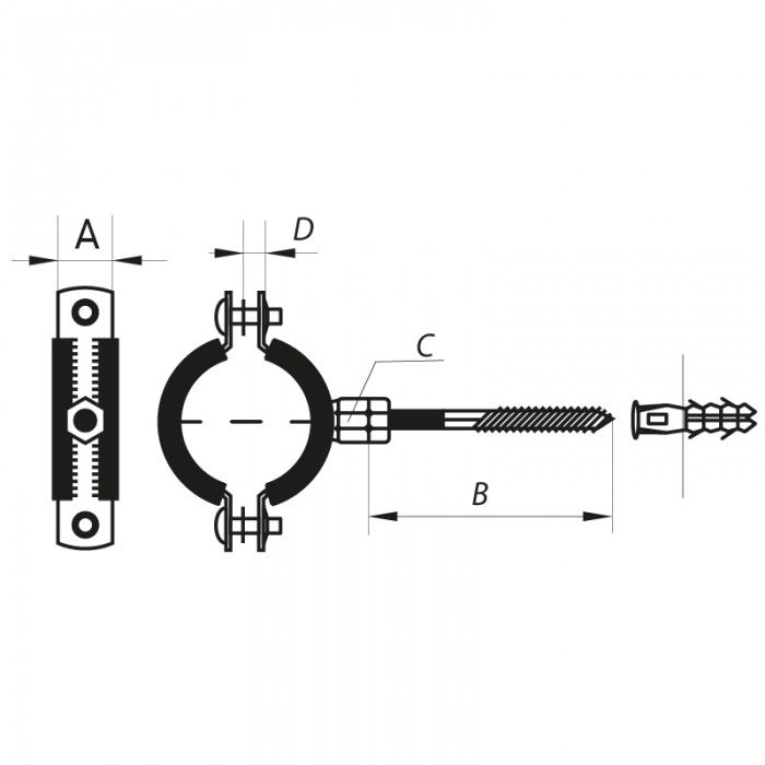 Хомут трубный оцинкованный Koer KCB.20 3/4" (26-30) черный (KR2796)