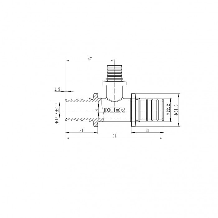 Трійник перехідний Koer KA.T25-16-25 - 25(3.5mm) x 16(2.2mm) x 25(3.5mm) (KR4890) Трійник перехідний Koer KA.T25-16-25 - 25(3.5mm) x 16(2.2mm) x 25(3.5mm) (KR4890)