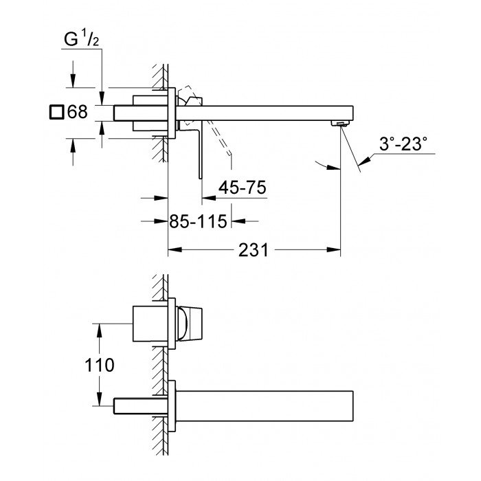 Смеситель для раковины скрытого монтажа Grohe Eurocube (23447000) Смеситель для раковины скрытого монтажа Grohe Eurocube (23447000)