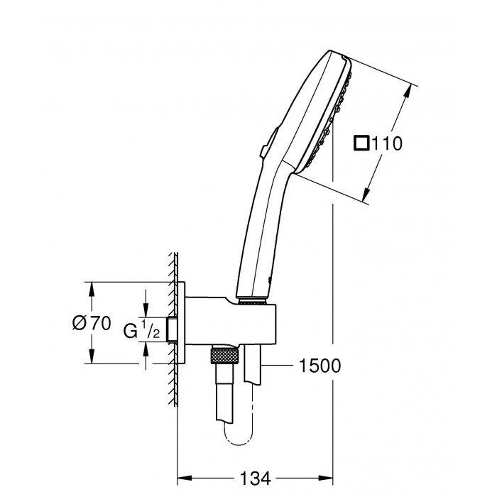Душевой набор Grohe Tempesta Cube 110, 3 режима (26910003)