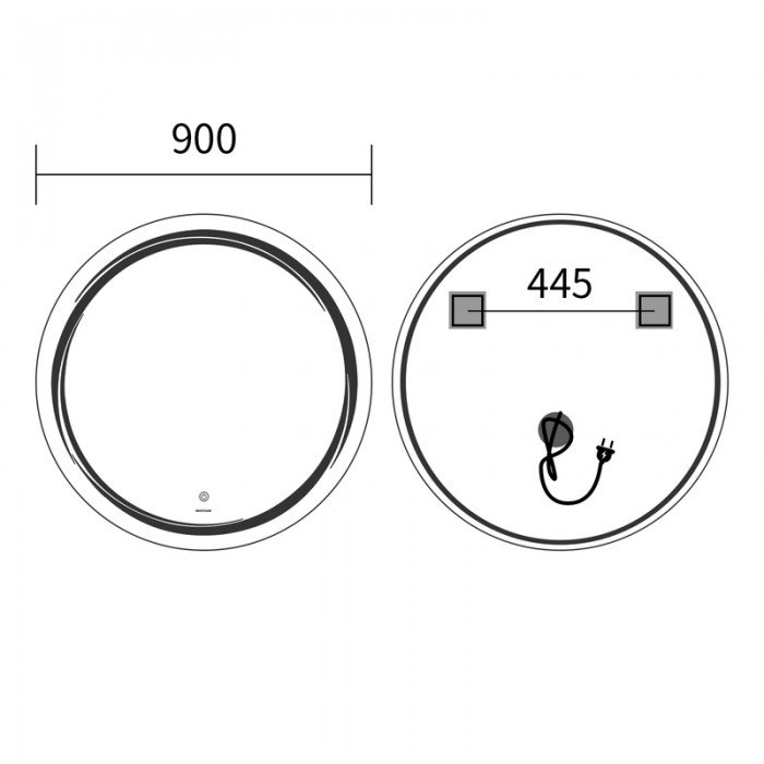 Зеркало Mixxus Premium WAVE MC04-90 с Led Touch, Anti-fog, димером (3-6,5kK) (MP6637)