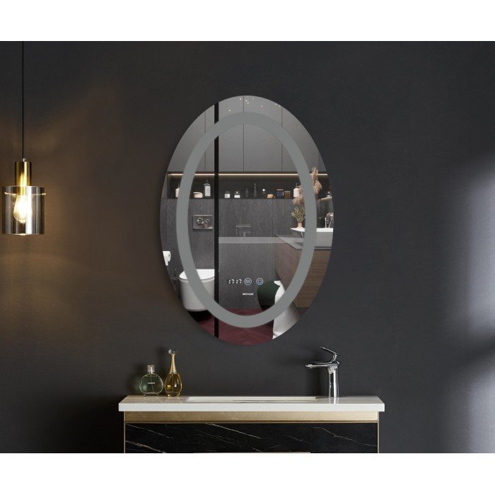 Зеркало Mixxus PLAIN MV02-60x80 с Led Touch, Anti-fog, димером, регулятором яркости, часами (MI6933
