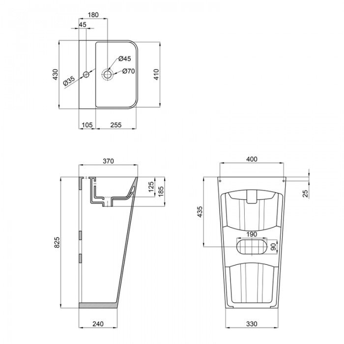 Раковина моноблок Mixxus STYLE-1101 с отверстием под смеситель и переливом 440х380х830mm (MI6696) Раковина моноблок Mixxus STYLE-1101 с отверстием под смеситель и переливом 440х380х830mm (MI6696)