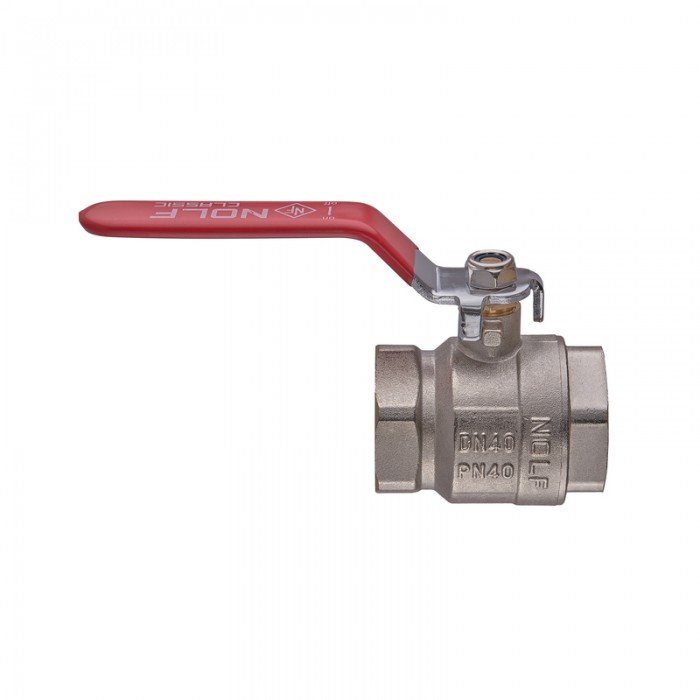 Кран шаровой Nolf classic NFC.611-40-1 1/2" FF ГГР, ручка "рычаг" красная (NF3148)