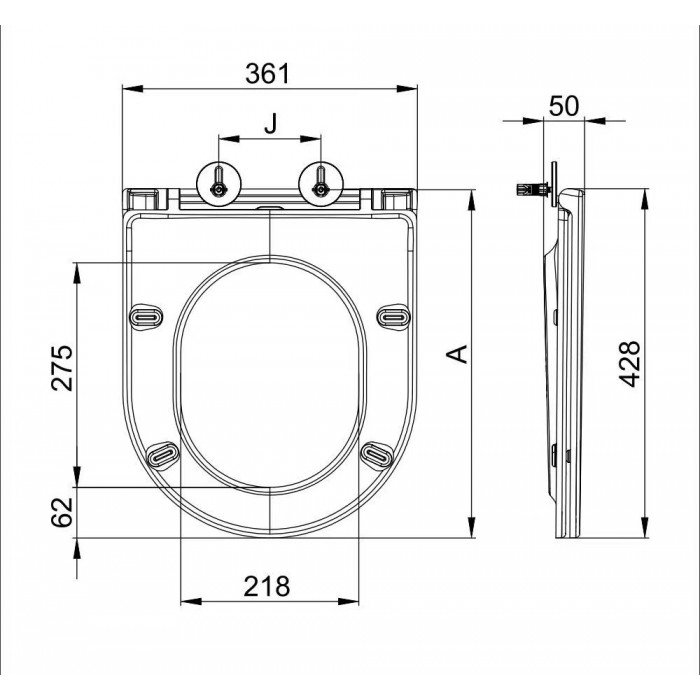 Сидение-крышка для унитаза Mixxus Premium SEAT COVER ELLIPSE-WAVE-2001 с микролифтом 428х361х50mm (