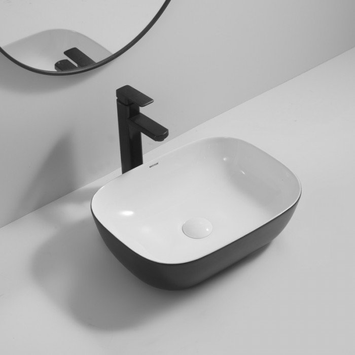 Раковина накладна Mixxus Premium DIVERSE-0112 WHITE-BLACK 455х325х135mm (MP6542)