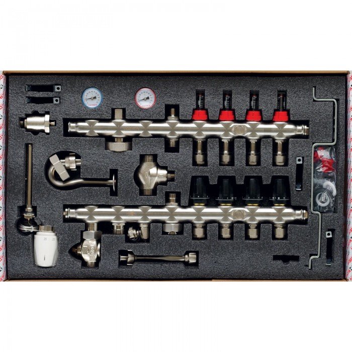 Коллектор со встроенным смесит. узлом Koer KR.S1012-4 1"х4 SUS304 и евроконусами 3/4-16 (KR2937) Коллектор со встроенным смесит. узлом Koer KR.S1012-4 1"х4 SUS304 и евроконусами 3/4-16 (KR2937)