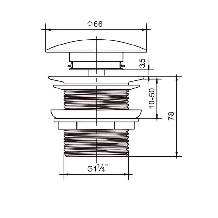 Донный клапан для раковины без перелива Mixxus POP-UP-09 BLACK автоматический (Click-Clack) (Черная