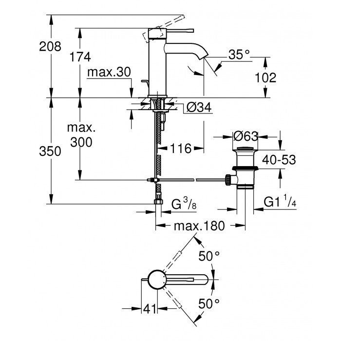 Смеситель для раковины S-размера Grohe Essence New (23589001)