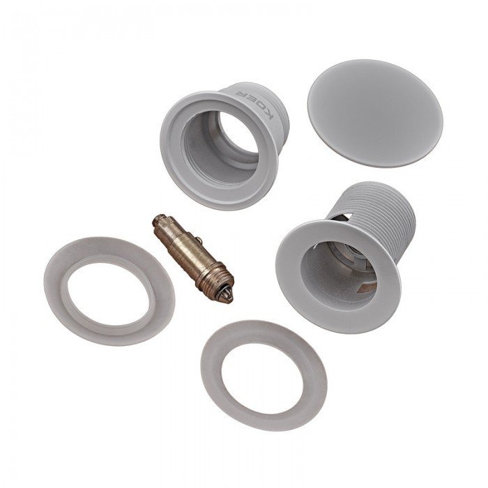 Донный клапан для раковины с переливом Koer PW-03-03 автоматический (Click-Clack) (Цвет белый) 1 1/