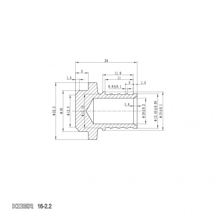 Заглушка Koer KA.P16 - 16(2.2mm) (KR4897)
