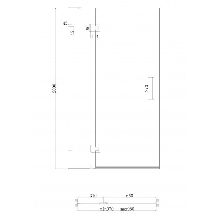 Двері в нішу Koer SR SD04-100x200-TR-01 прозоре скло Easy Clean 10мм, хром (KR5386) Двері в нішу Koer SR SD04-100x200-TR-01 прозоре скло Easy Clean 10мм, хром (KR5386)