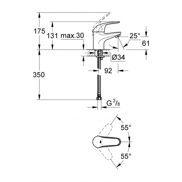 Змішувач для раковини S-розміру Grohe Eurosmart (32467002) Змішувач для раковини S-розміру Grohe Eurosmart (32467002)