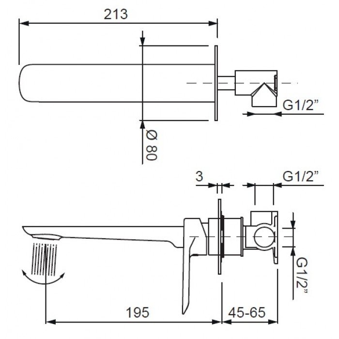 Смеситель для умывальника Koer KB-16028-05 встраиваемый (KR5298)