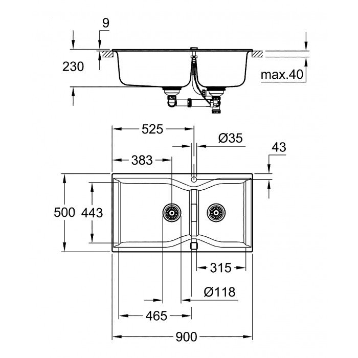 Композитна мийка для кухні Grohe K700 (31658AT0) Композитна мийка для кухні Grohe K700 (31658AT0)