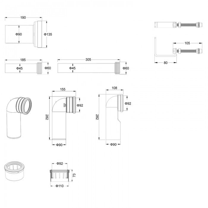 Інсталяція для підвісного унітазу Koer KT-0404 500x165x1125mm, без панелі змиву (KR5719)