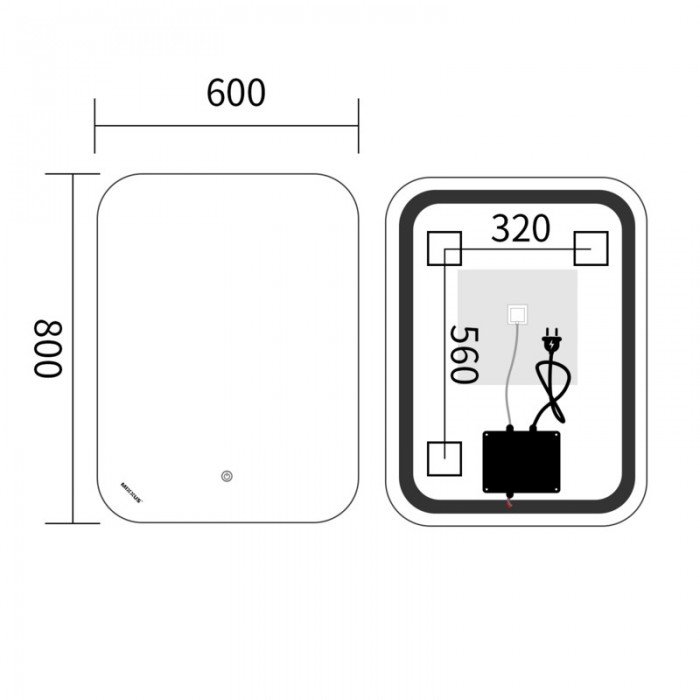 Зеркало Mixxus Premium DIVERSE MR15-80x60-Reverse с Led Touch, Anti-fog, димером (3-6,5kK) (MP6638)