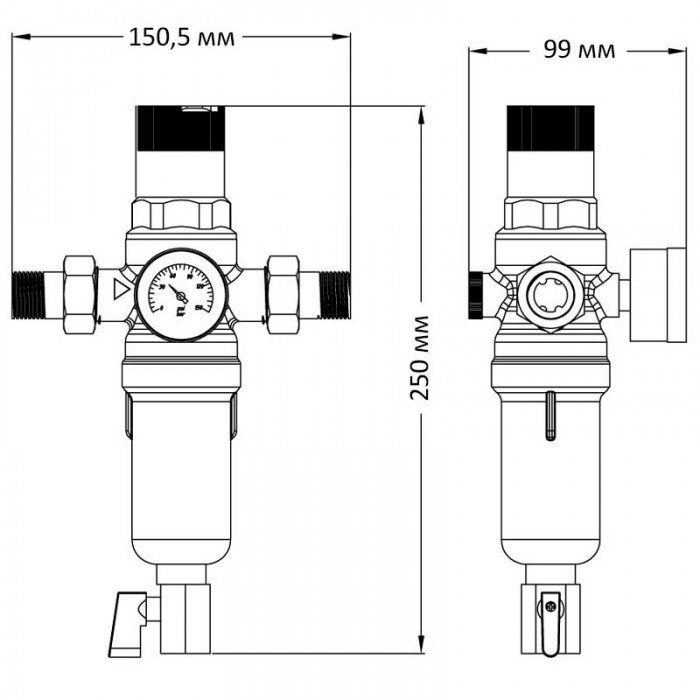 Фильтр самоочистной с редуктором давления и манометром Koer KR.1242 - 3/4" (KR3188) Фильтр самоочистной с редуктором давления и манометром Koer KR.1242 - 3/4" (KR3188)