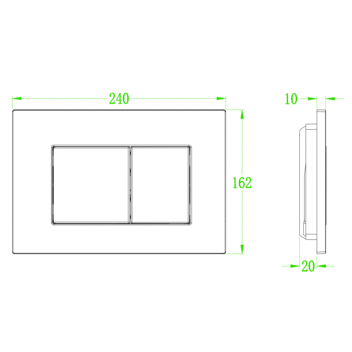 Панель смыва KOER KT-0602-03 пластиковая, кнопка квадратная (KR5180)