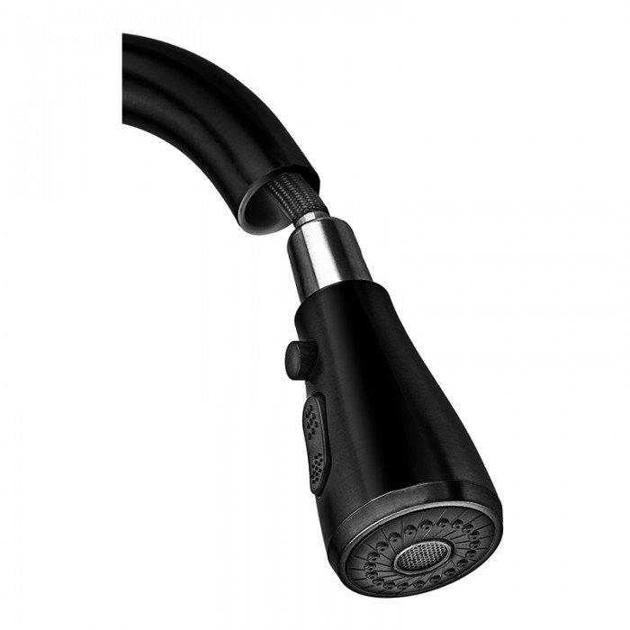Смеситель для кухни с выдвижной лейкой Zerix PUL-014 Black с нерж. стали SUS304 (цвет черный) (ZX50