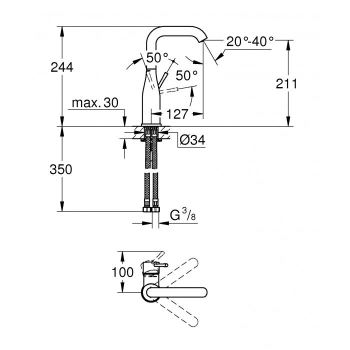 Смеситель для раковины L-размера Grohe Essence New (23541001) Смеситель для раковины L-размера Grohe Essence New (23541001)
