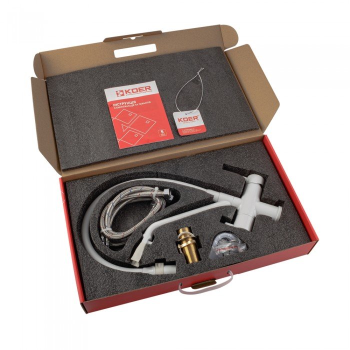 Кухонний змішувач з силік. виливом і вих. для питної води KOER KB-72006-03 (KR3381)