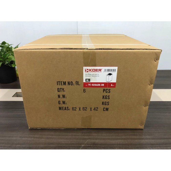 Відро для сміття сенсорне прямокутне Koer TC-020408-08 8 л колір білий (KR5589) Відро для сміття сенсорне прямокутне Koer TC-020408-08 8 л колір білий (KR5589)