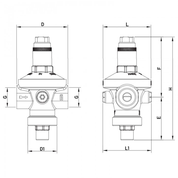Редуктор тиску Roho R1203-075 - 3/4" ВВ, PN16 (1,5-7 бар) мембранний (RO0148)